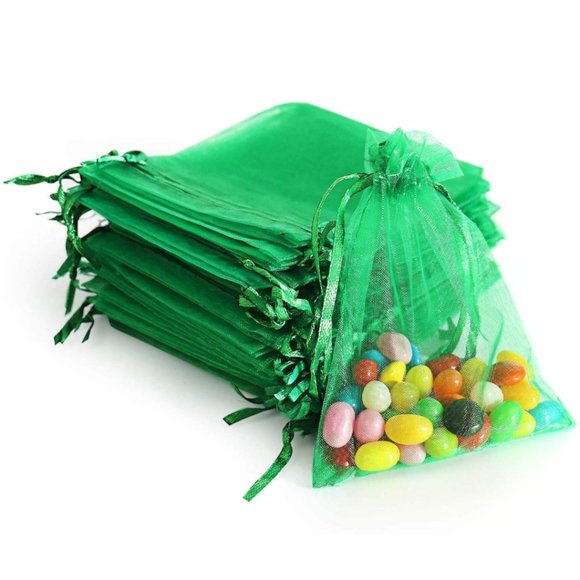 ⭐️5 for 20⭐️ 10 Green Organza Drawstring Bags 3" x 4" - Picture 2 of 7